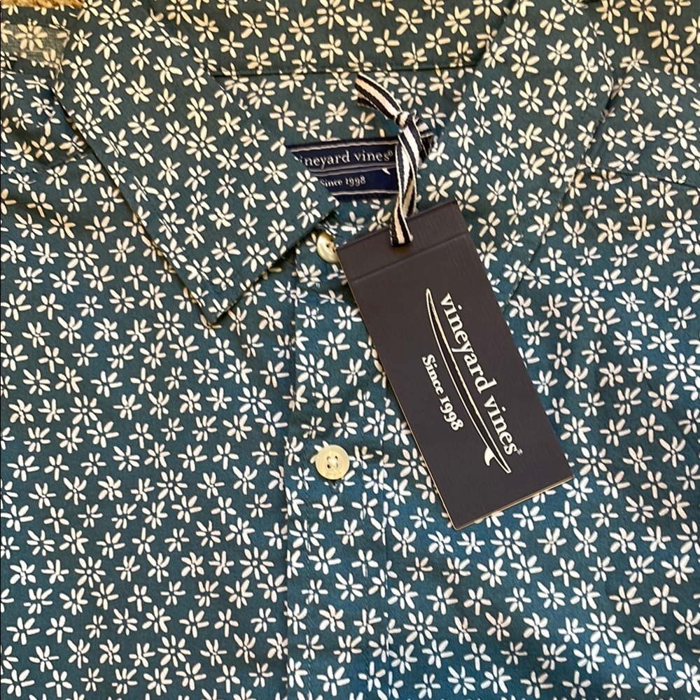 Vineyard Vines Green Floral Shirt